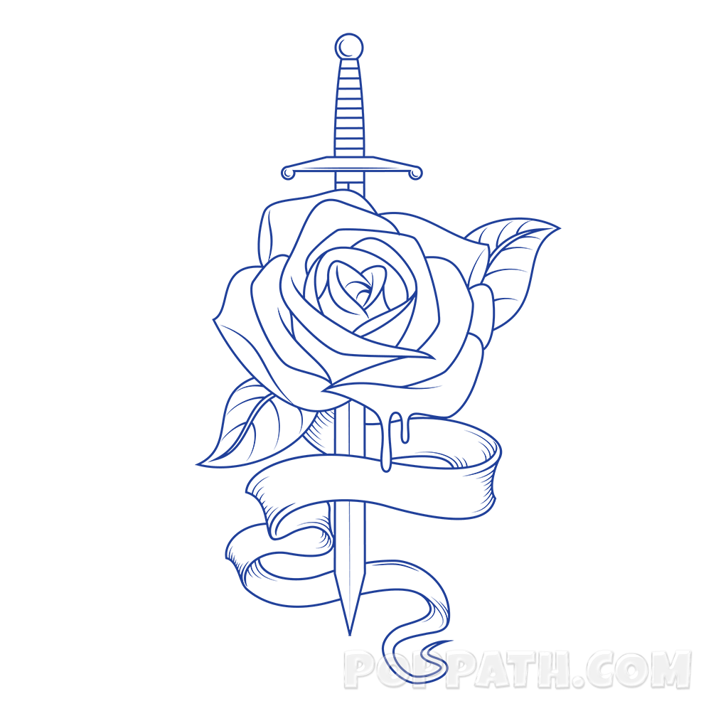 How To Draw A Rose Tattoo Pop Path